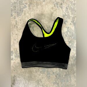 Nike sports bra black and lime green size XS